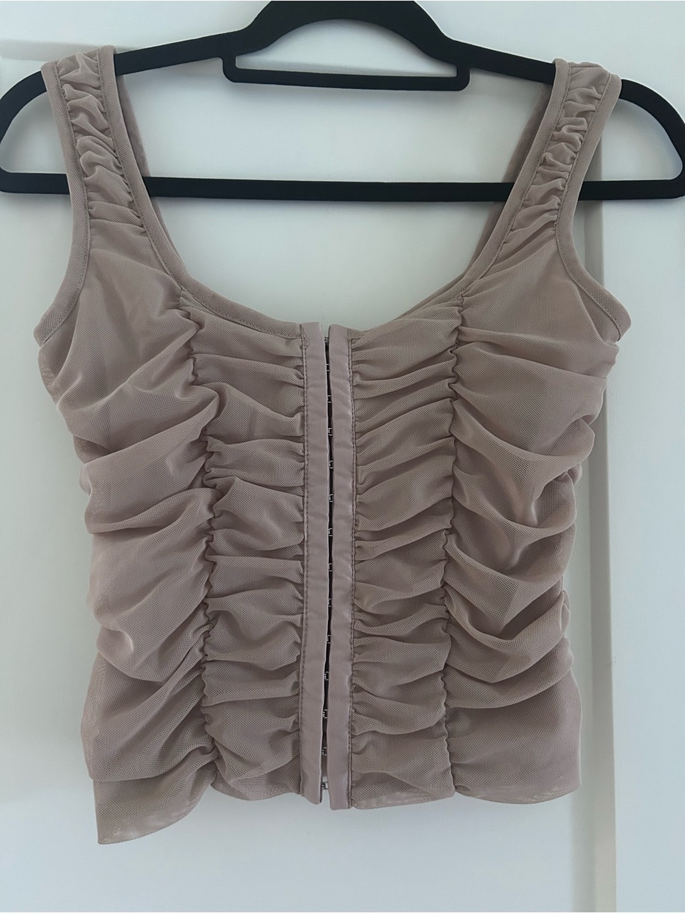 Shinestar Ruched Taupe corset style Women's Tank Top size medium
